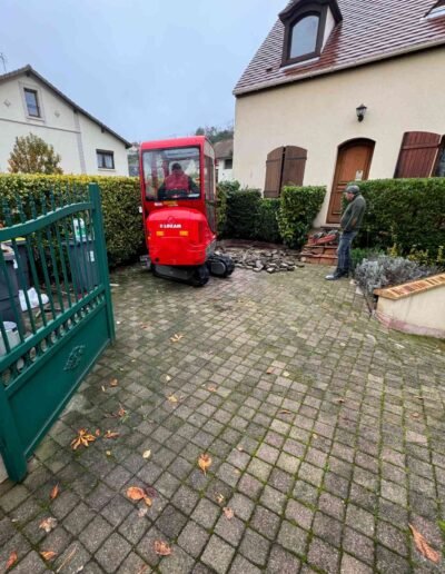 cour maison pavée avant chantier